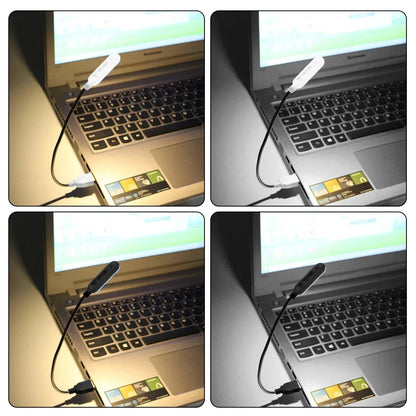 Rechargeable LED Reading Lamp with USB – Flexible Gooseneck, Warm & Cool White, Compatible with Laptop, PC & Power Bank