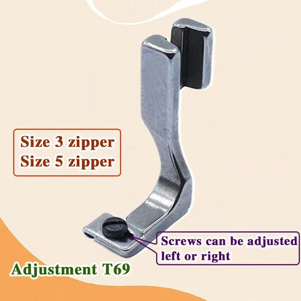 Adjustable Zip Foot for Seamless Stitching on Sizes 3 & 5