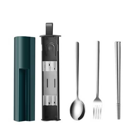 Compact Travel Utensil Set with Carry Case