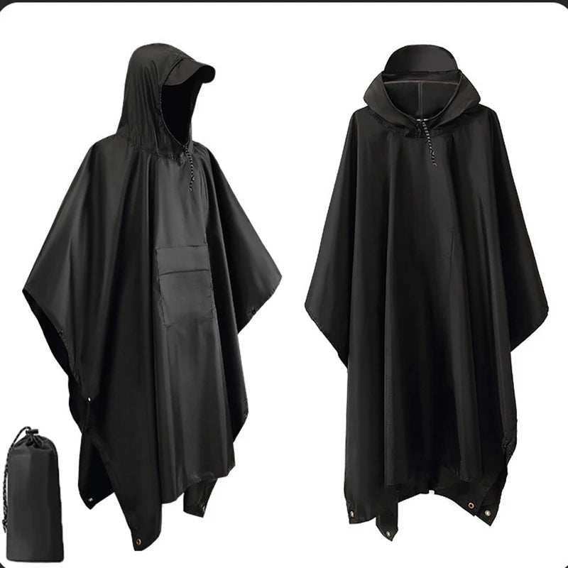 3-in-1 Waterproof Outdoor Poncho with Hood | Tarp & Bivvy 220x140 cm