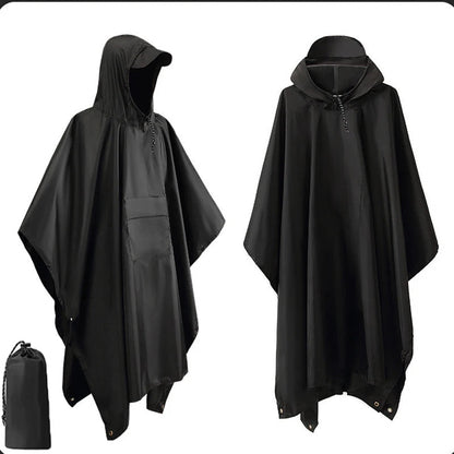 3-in-1 Waterproof Outdoor Poncho with Hood | Tarp & Bivvy 220x140 cm