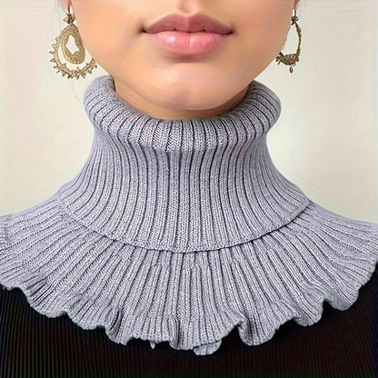 Black and White Knit Collar | Stylish Removable Ruffled Neckline | Soft, Warm and Elegant for Women | Fashionable Faux Collar