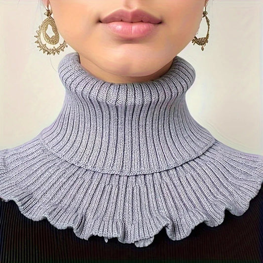 Black and White Knit Collar | Stylish Removable Ruffled Neckline | Soft, Warm and Elegant for Women | Fashionable Faux Collar