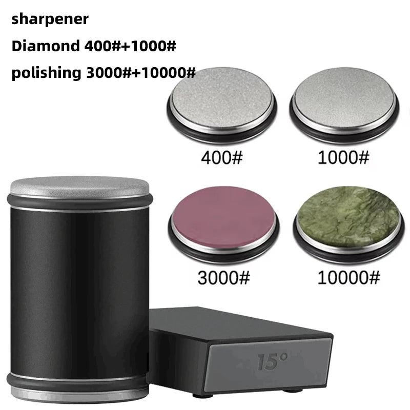 2-in-1 Magnetic Knife Holder and Dual-Angle Rolling Sharpener