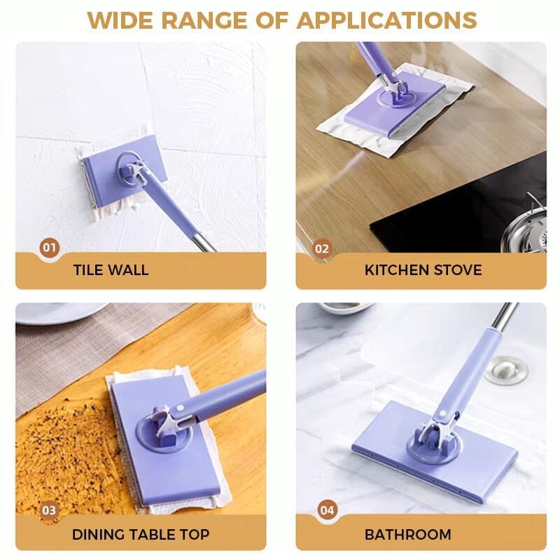 QuickClean Mop with Disposable Cloths & Folding Head | Effortless Floor Care for Wood, Laminate & Tile | Lightweight & Sanitary