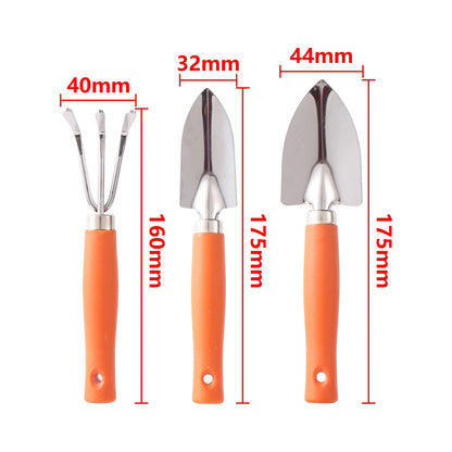 3-Piece Mini Garden Tool Set with Wooden Handles | Trowel and Rake | Perfect for Potted Plants