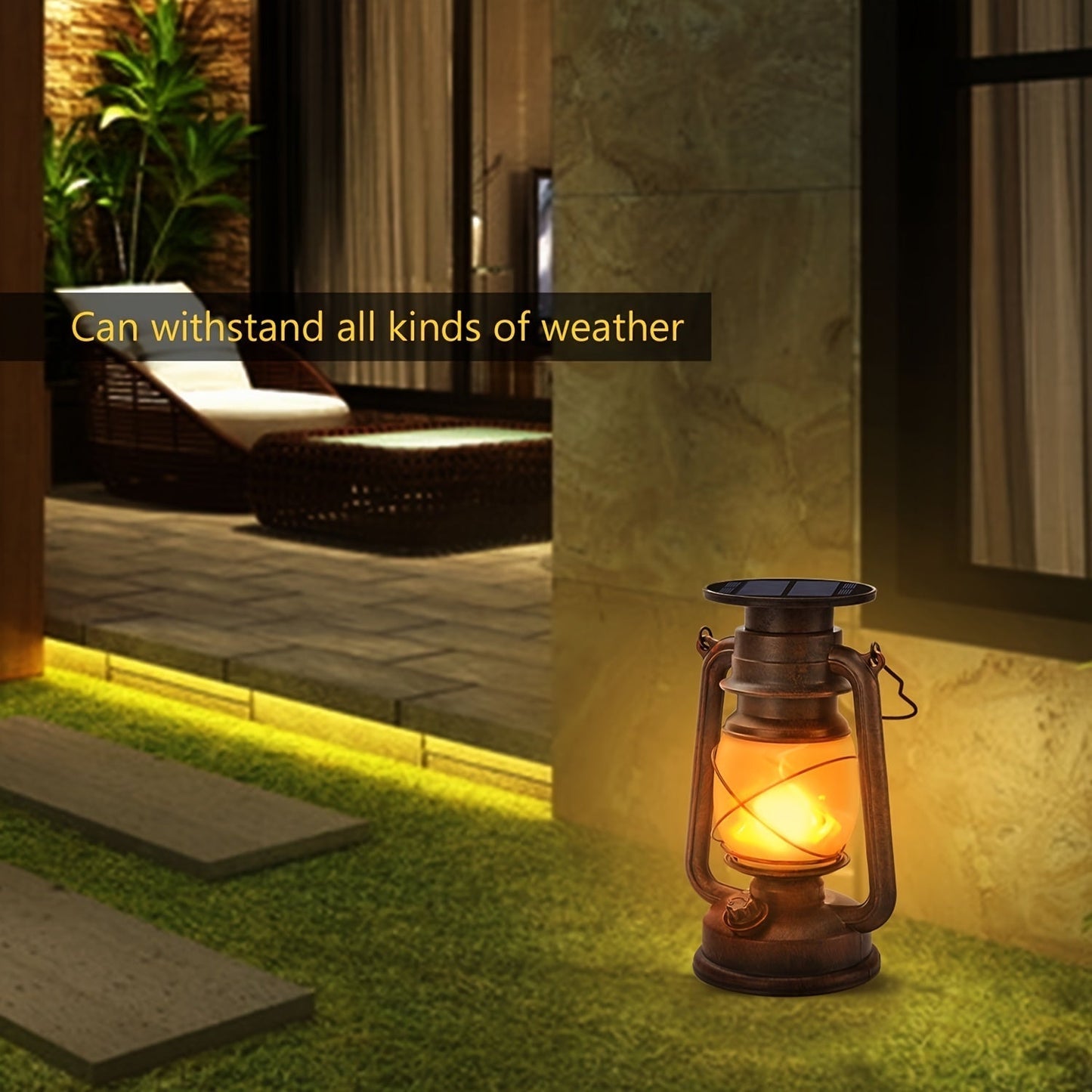 Solar-Powered Lanterns with Realistic Flame Effect | Metal & Plastic