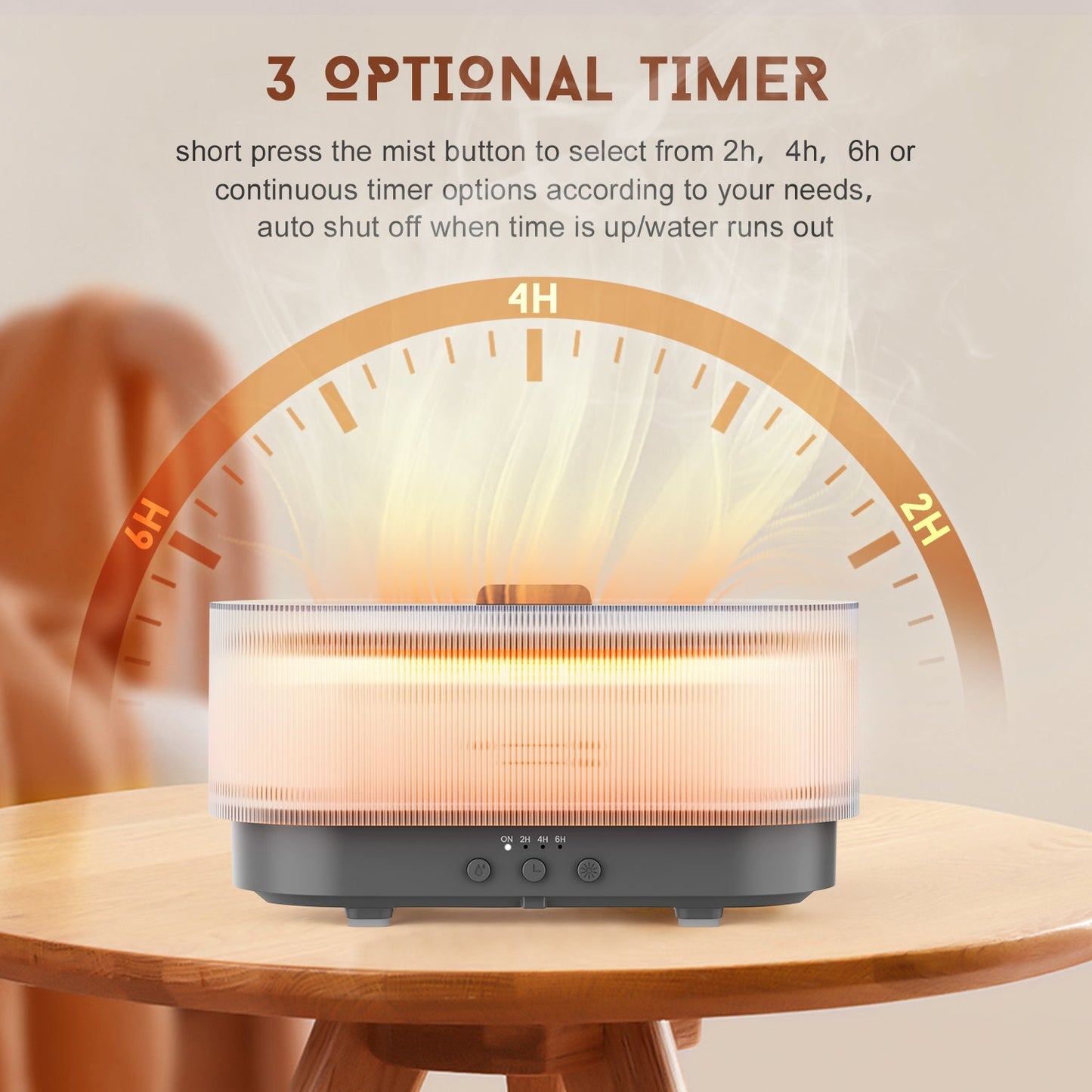 300ml Ultrasonic Essential Oil Diffuser with Flame Effect and LED – 12 Hours Runtime