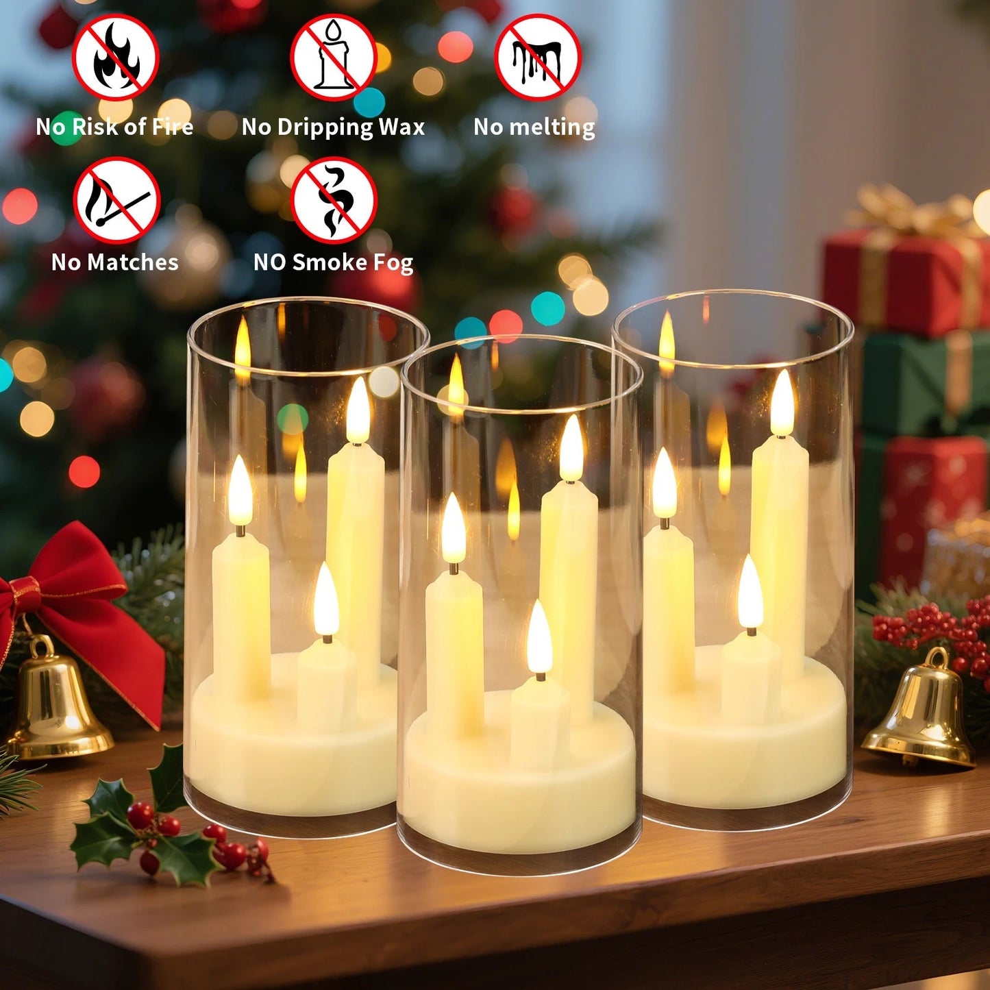 3-in-1 Flameless LED Cone Candle with 15 cm Lampshade – Battery Operated & Flickering Effect for Christmas, Weddings & Decoration