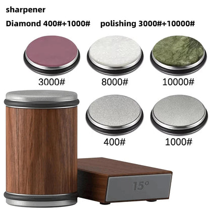 2-in-1 Magnetic Knife Holder and Dual-Angle Rolling Sharpener
