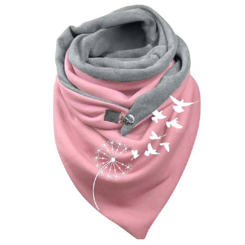 Soft Wrap Scarf with Button Print for Winter
