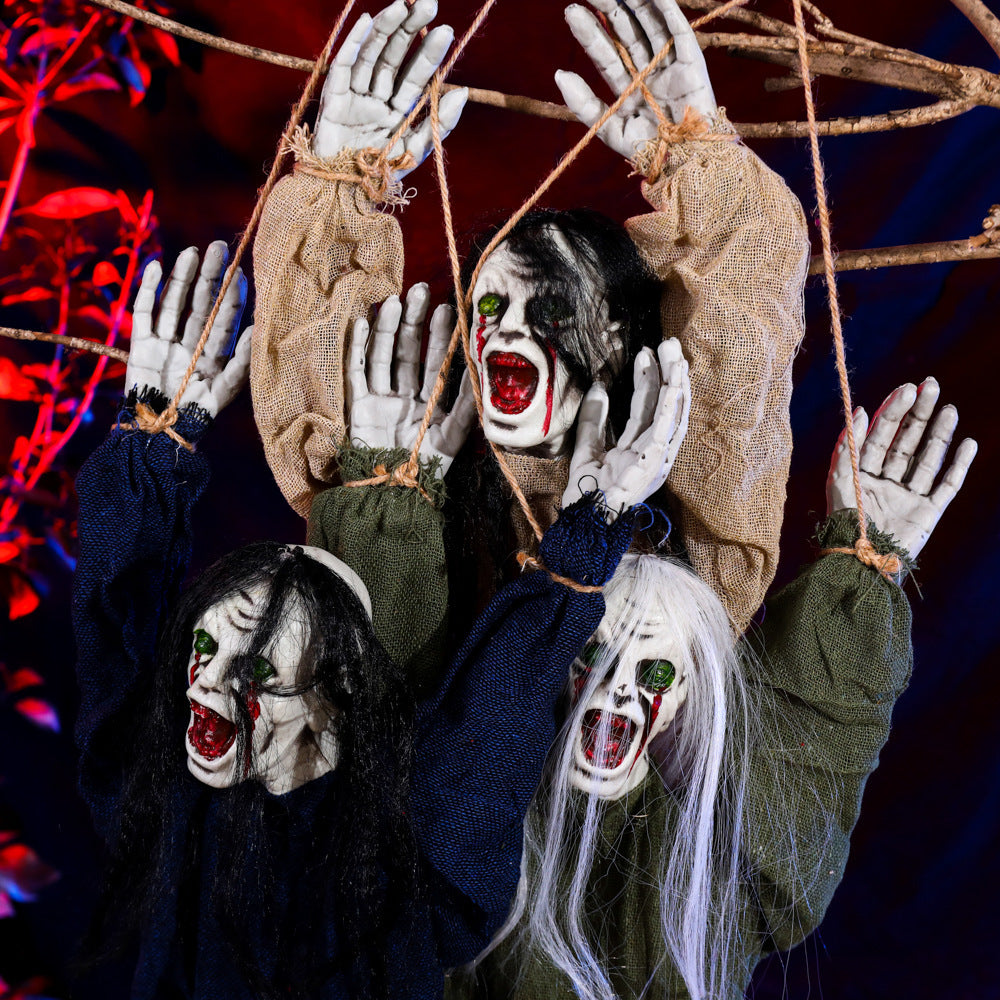 Halloween Ghost Decoration – Creepy Hanging Design with Blood Stains