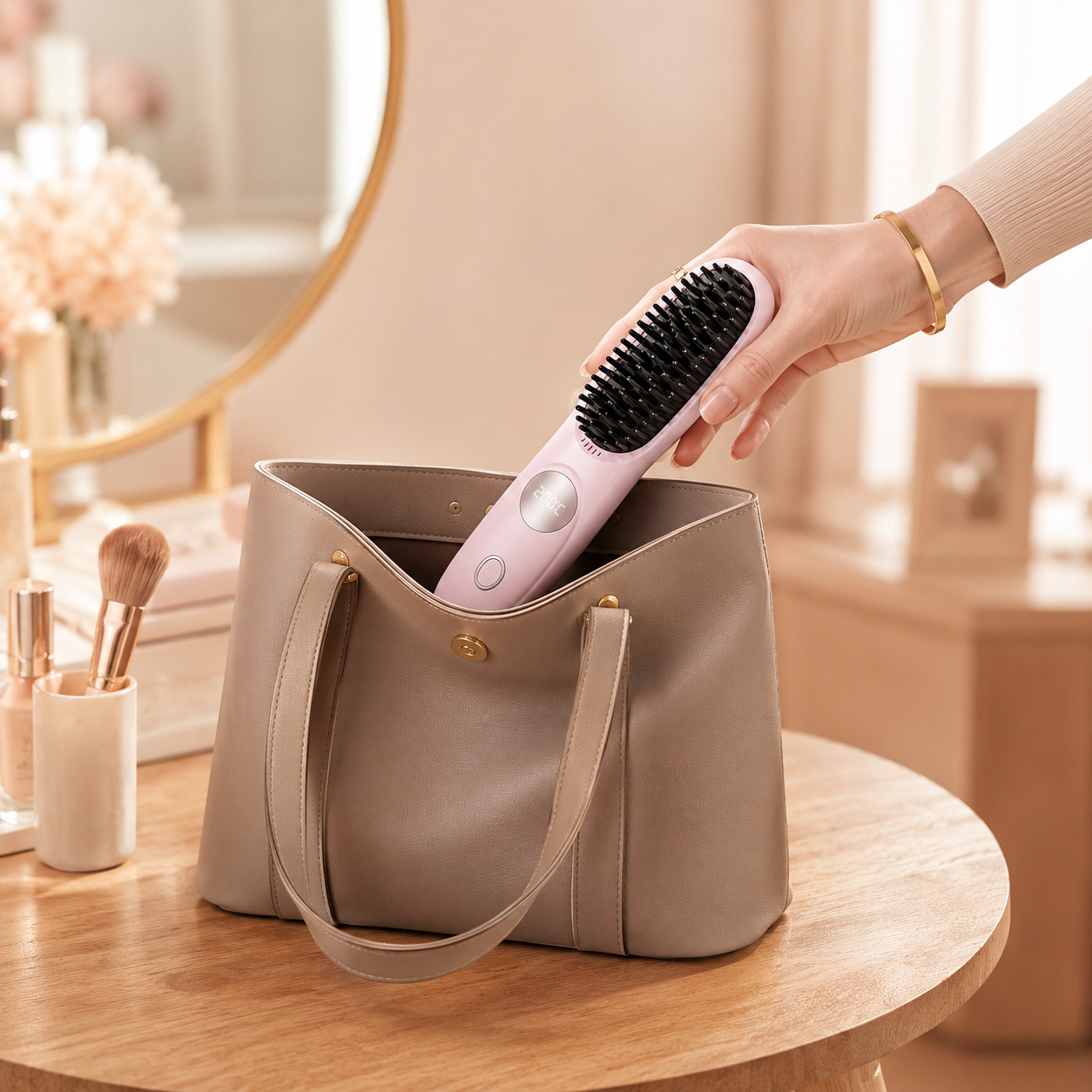 LED Display Cordless Hair Straightening Brush