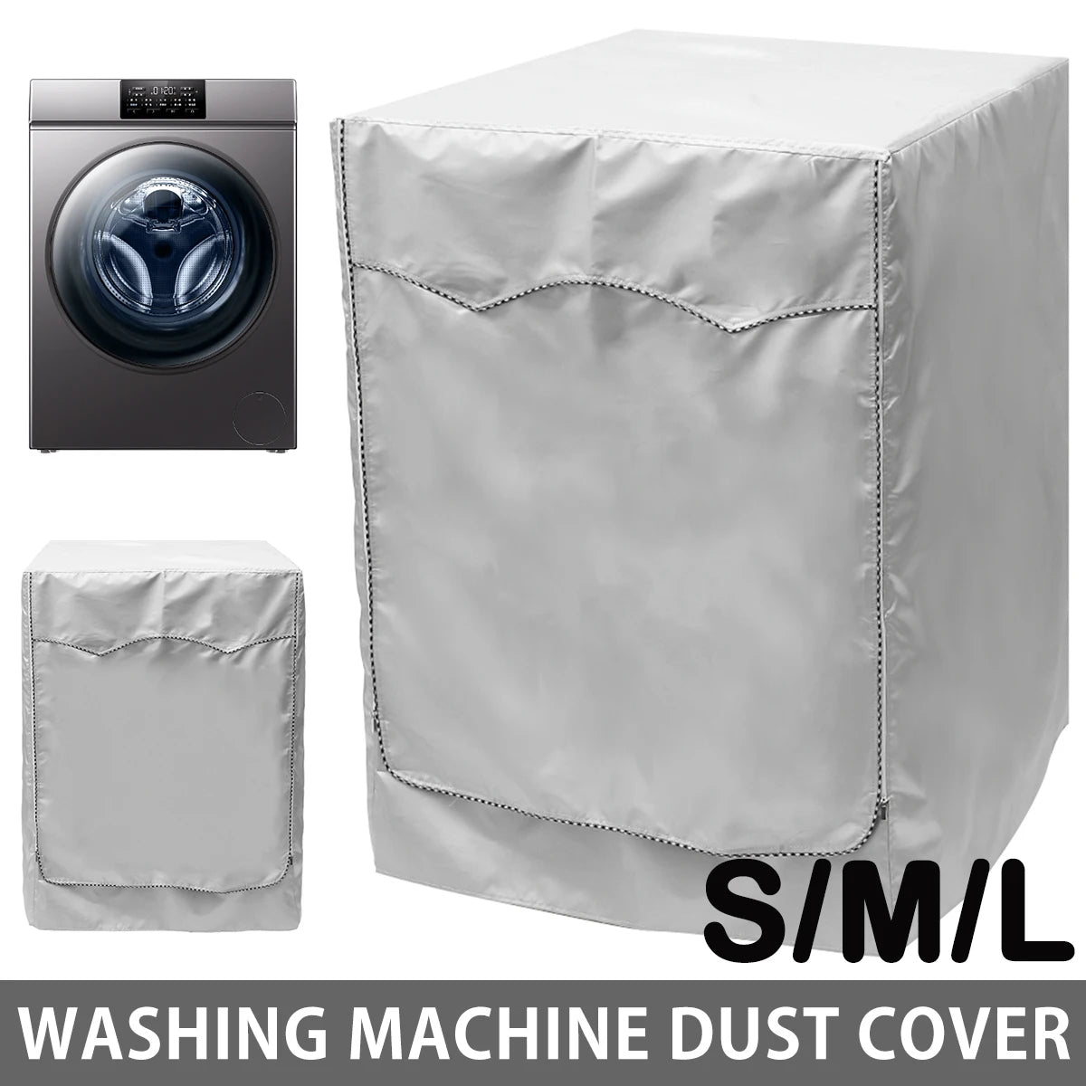Washing Machine Cover - Water-Resistant, UV Protection, Silver, 60 x 55 x 85 cm