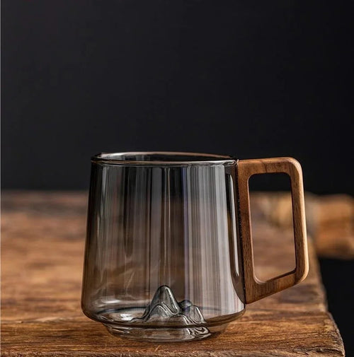 Stylish Large Mug with Wooden Handle for Hot and Cold Beverages