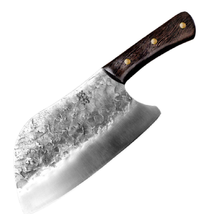 Handcrafted Kitchen Knife with Hammered Stainless Steel Blade