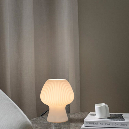 Mushroom-Shaped Glass Table Lamp for Vintage Nightstands – Dimmable