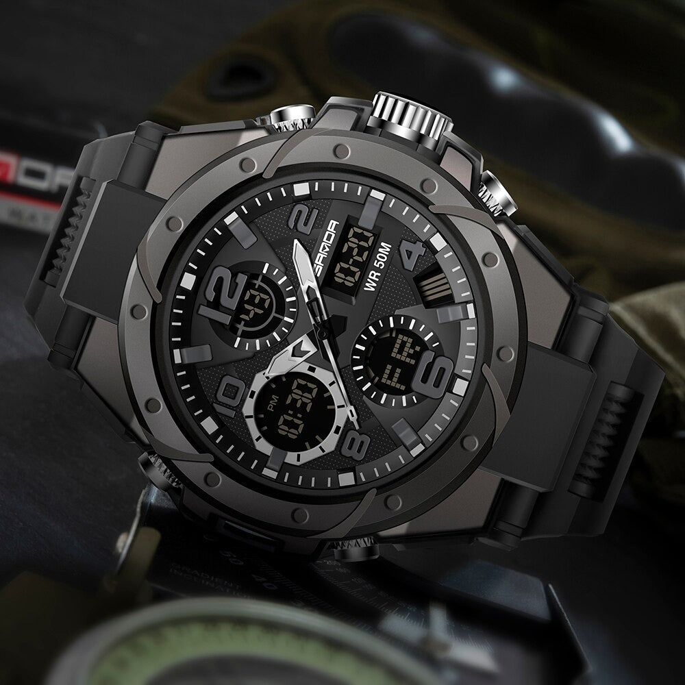 Military Men's Watch with Analog and Digital Functions – Rugged Design