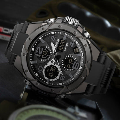 Military Men's Watch with Analog and Digital Functions – Rugged Design