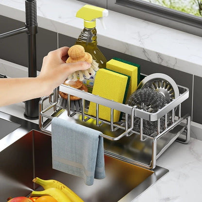 Faucet-Mounted Sponge Holder - Stainless Steel Sink Rack