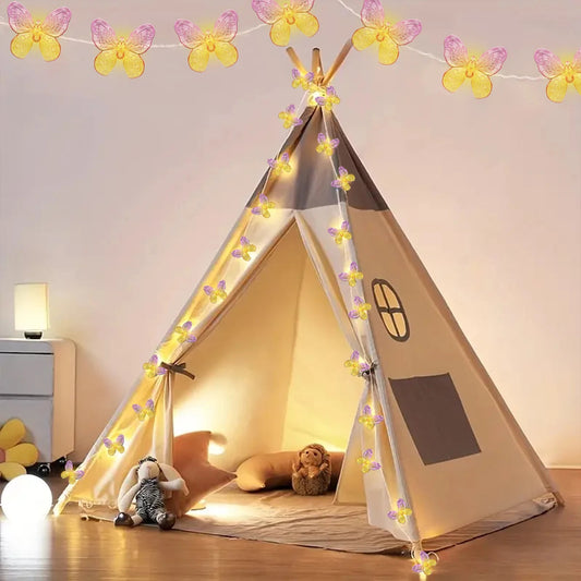 Butterfly String Lights | 10 or 20 LEDs | Pink and Yellow | Romantic Home & Garden Decor