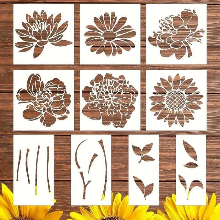 Flower Stencil Set for Crafting - Blooming Designs [Last Day Discount]