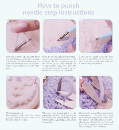 Animal-Themed Punch Needle Kit | DIY Starter Set with Yarn & Hoop | Beginner Embroidery Set