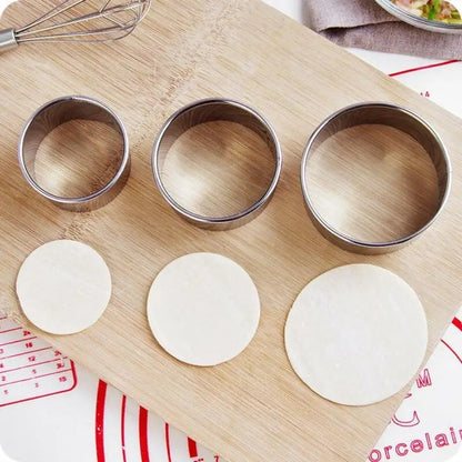 Set of 3 Round Cookie Cutters | Stainless Steel | Perfect for Dough and Pastry Shells