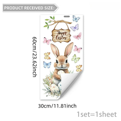 Large Easter Window Stickers – Bunny, Chick, Egg & Butterfly | Static Cling 60x30 cm