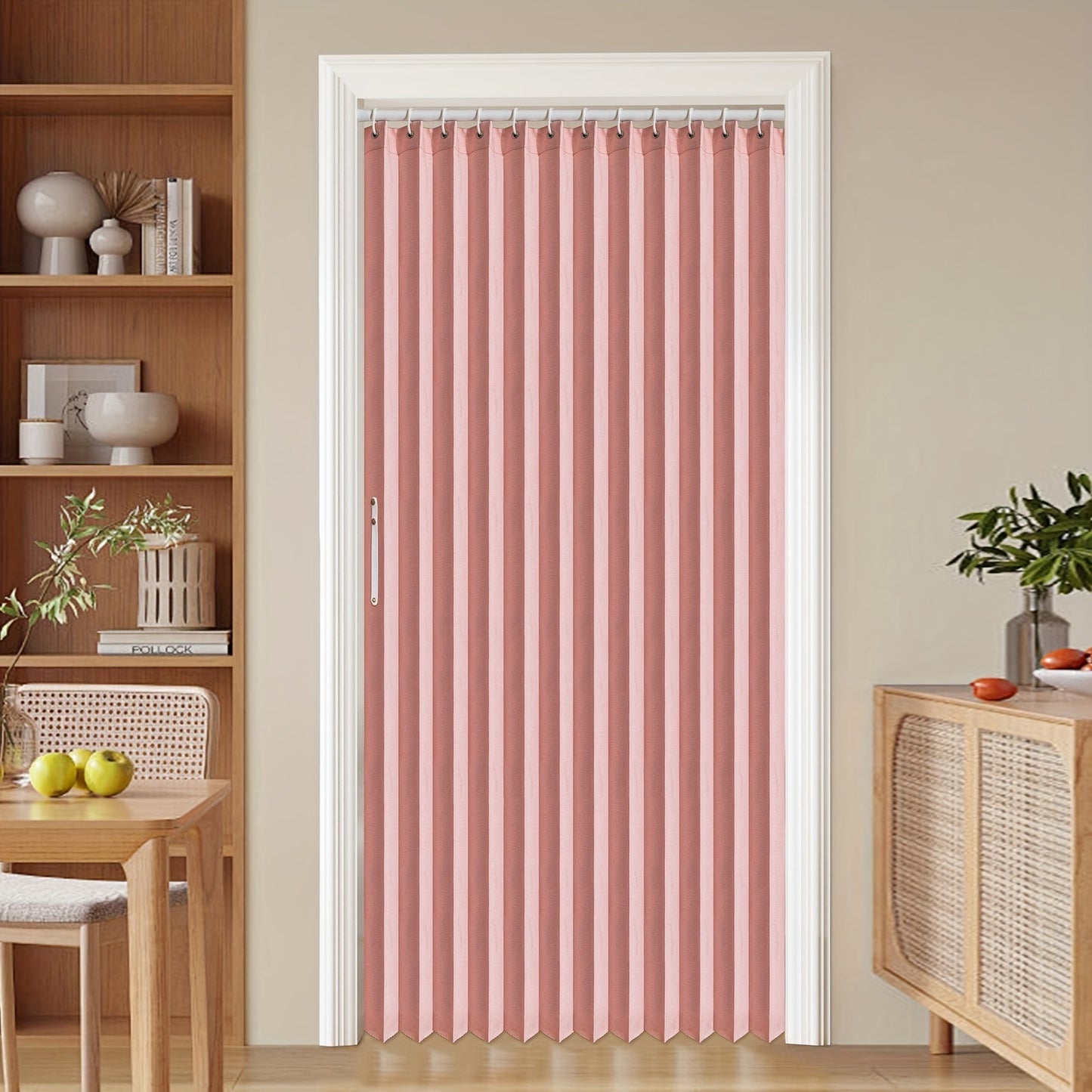 Colorful Magnetic Folding Curtain for Doors – Space-Saving Divider, Washable Polyester