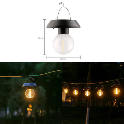 Small Solar-Powered Hanging Light with Tungsten Bulb – Waterproof LED for Balcony & Garden Decor
