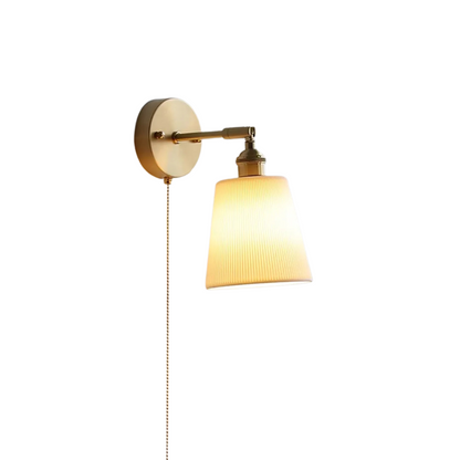 LED Wall Sconce in Ceramic for Bedroom with Pull Switch