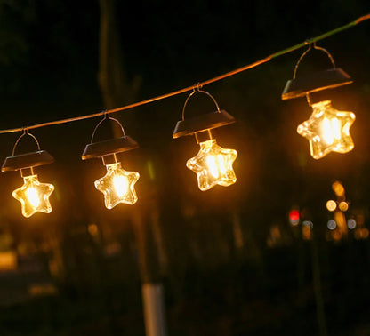 Small Solar-Powered Hanging Light with Tungsten Bulb – Waterproof LED for Balcony & Garden Decor