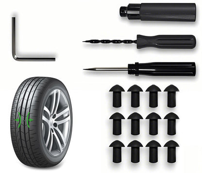 Ultimate Tire Repair Kit for Tubeless Tires | 12 Seal Plugs & Tools for Quick Fixes | Optional Tire Pump