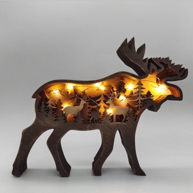 Hand-Carved Wooden Forest Animal Decoration | Natural Elegance & Rustic Charm for Home