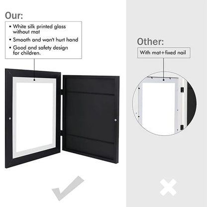 Creative Kids Art Display Frame | Flip-Open Design, Holds 150 Pieces | A4 Size Compatible | MDF & Tempered Glass