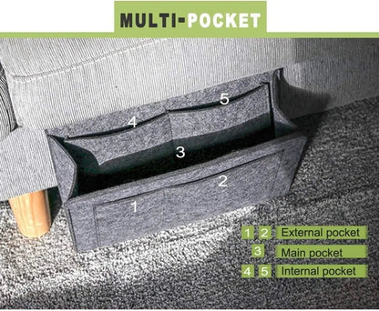 Multi-Pocket Felt Storage Organizer for Bed & Sofa