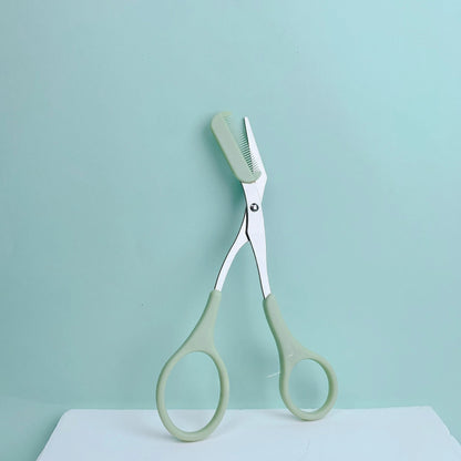 Integrated Comb Eyebrow Scissors for Precise Grooming and Styling - Stainless Steel and Plastic