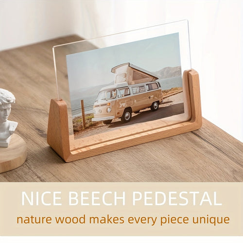 Modern Minimalist Desk Display Frame for Photos - Acrylic Wood Design