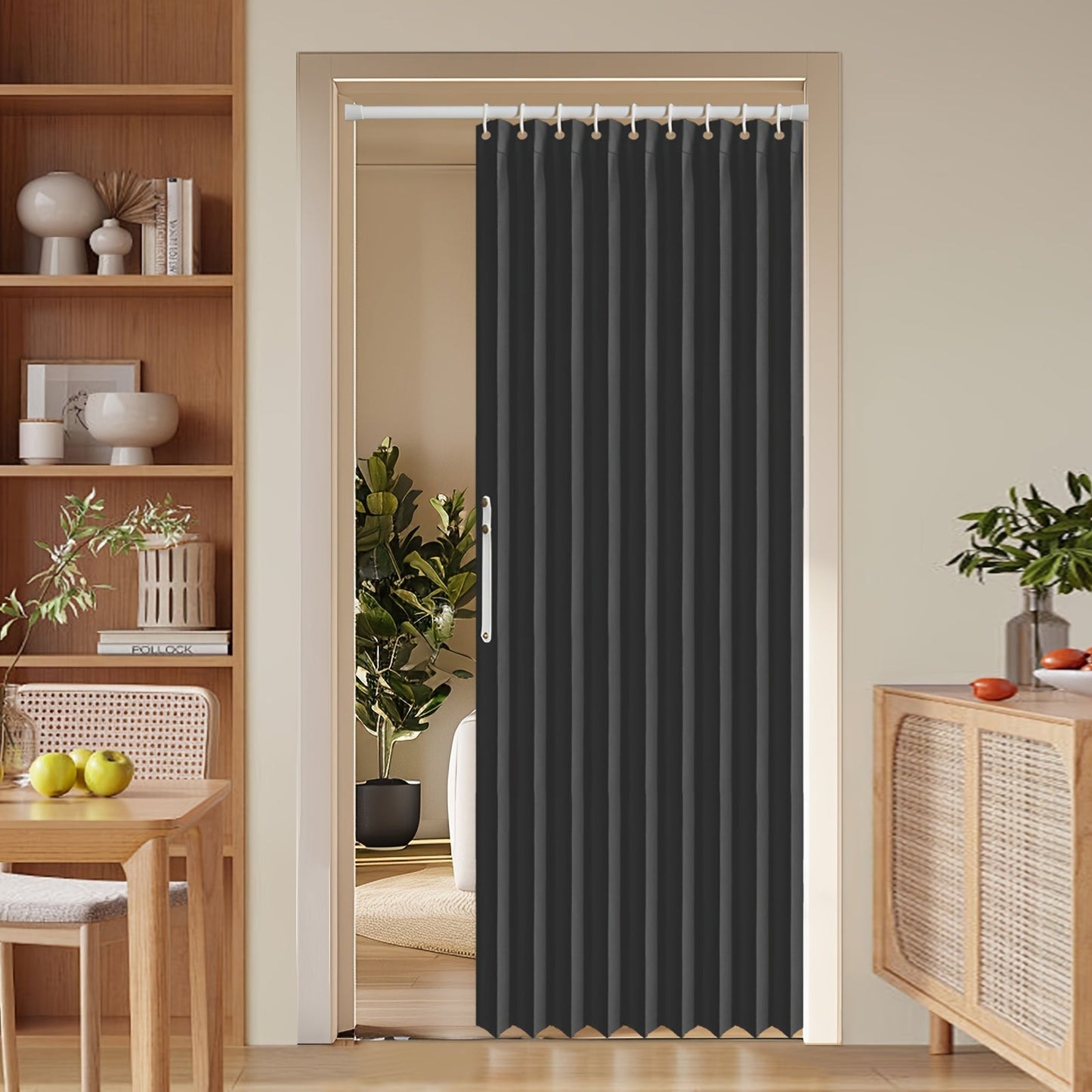 Colorful Magnetic Folding Curtain for Doors – Space-Saving Divider, Washable Polyester