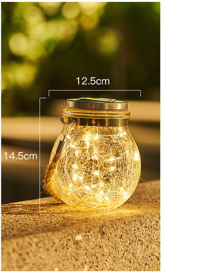 Glass Solar LED Lantern – Decorative Garden Light with Wire Lights and Handle