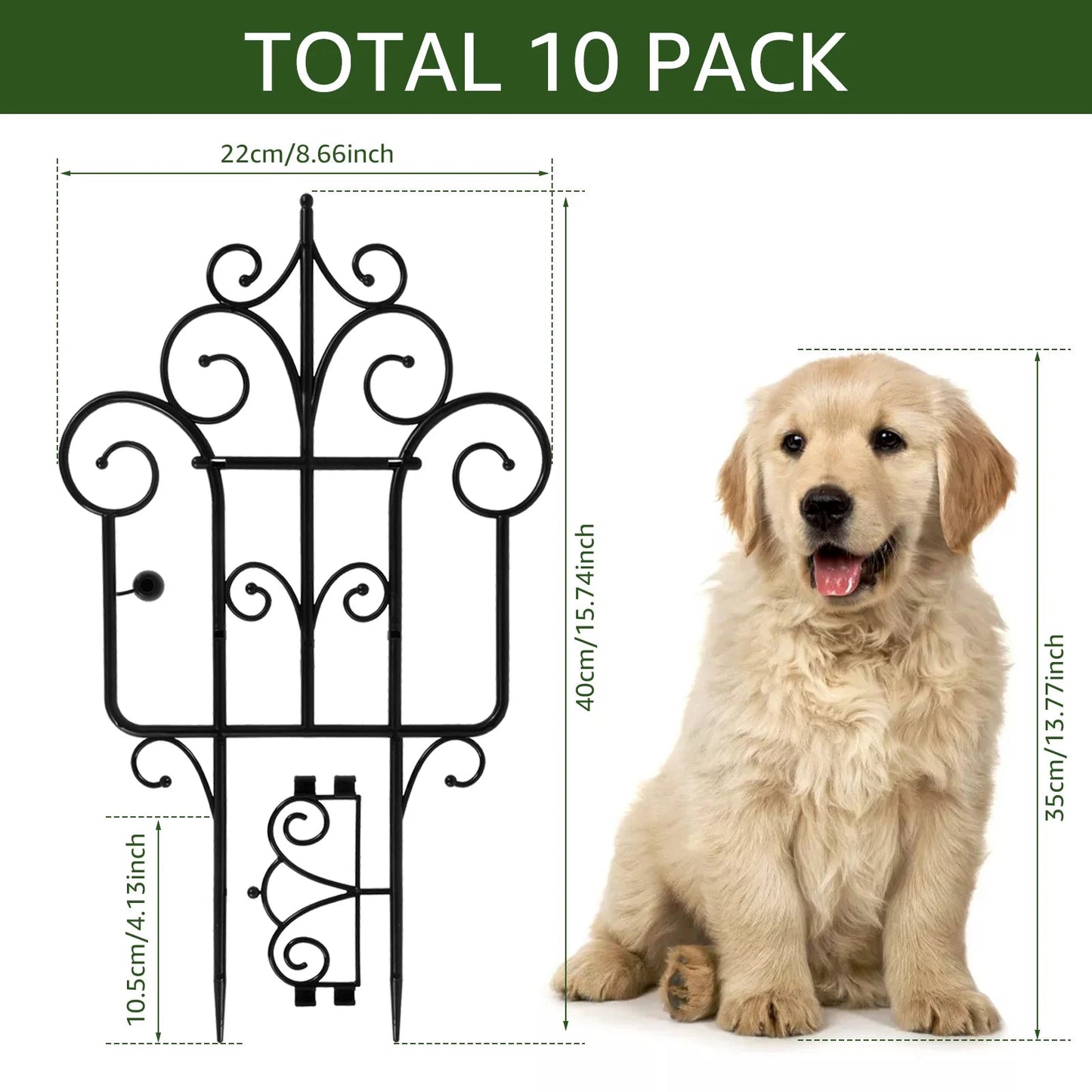 Decorative Plastic Garden Fence – 40 cm Height, Foldable, Multi-Use, Pack of 10
