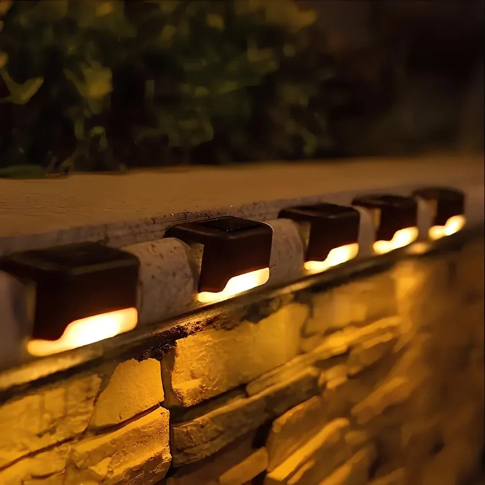 Solar-Powered LED Step Lights for Outdoor Stairs, Garden Paths, and Patios