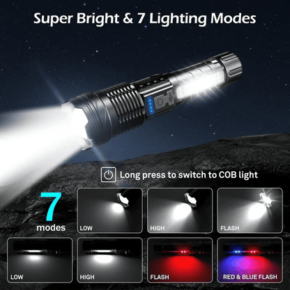 High-Performance LED Flashlight with COB Work Light