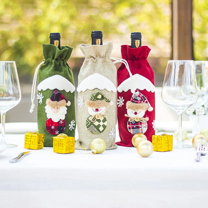 Festive Wine Bottle Cover with Holiday Design - Fabric Sleeve for Wine & Sparkling Wine - Perfect Gift Idea