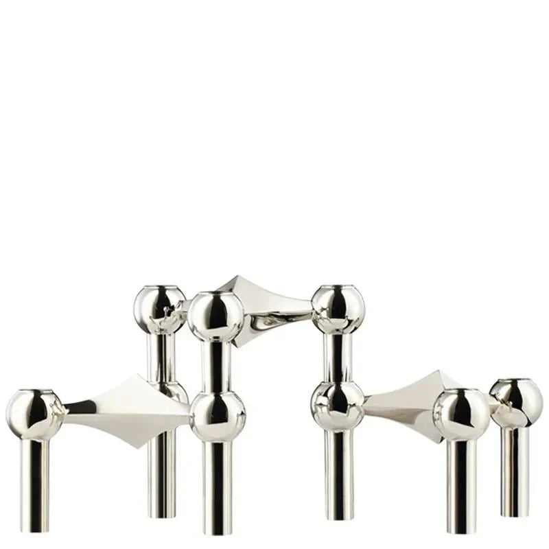 Abstract Metal Candle Holder – Unique Molecular Design Accent