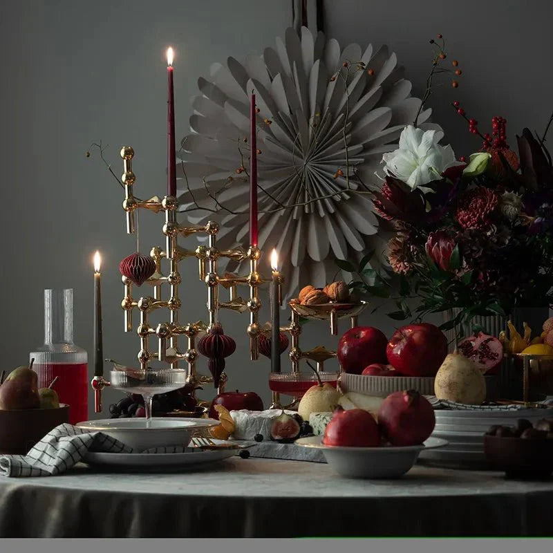 Abstract Metal Candle Holder – Unique Molecular Design Accent