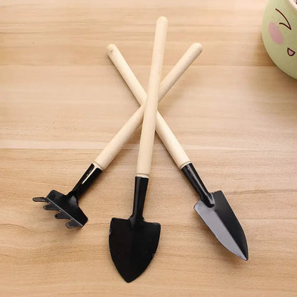 Mini Garden Tool Set - 3 Piece Kit with Ergonomic Shovel & Rake - Durable Design