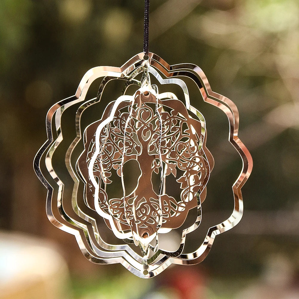 3D Life Tree Wind Chime | Stainless Steel | 10 cm | Reflective Mirror Effect