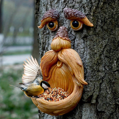 Garden Decoration Birdhouse with Face and Glowing Eyes - Weatherproof
